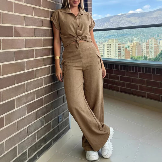 Damen lässiger Jumpsuit mit hochgeschlossenem Kragen und praktischen Seitentaschen R&B