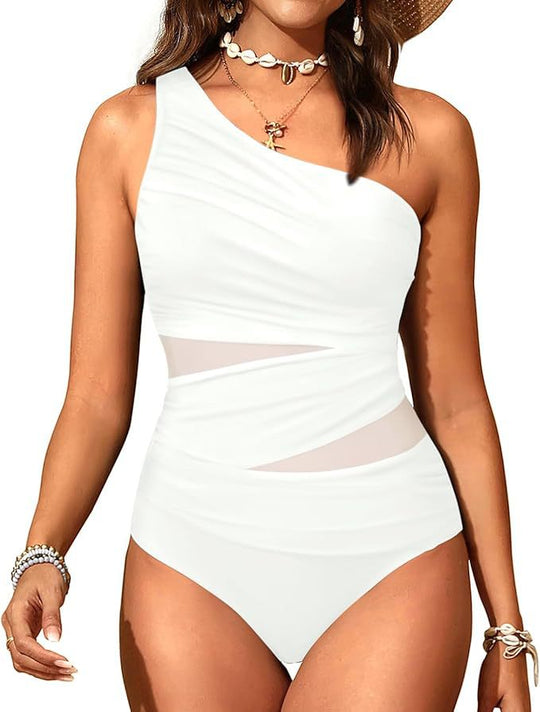 Damen stilvoller Badeanzug mit asymmetrischem Schnitt R&B