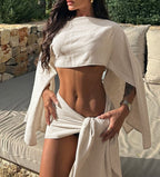 Damen Wickeloberteil mit asymmetrischem Schnitt und eleganten Ärmeln R&B