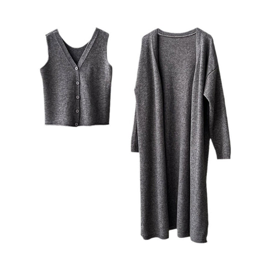 Damen Gemütliche Strickjacke mit offenem Schnitt und dekorativem Knopf R&B