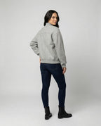 Damen oversized Wollmix-Bomberjacke mit Stehkragen und geripptem Saum R&B