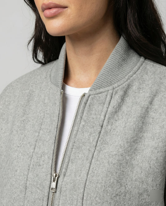 Damen oversized Wollmix-Bomberjacke mit Stehkragen und geripptem Saum R&B