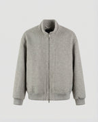 Damen oversized Wollmix-Bomberjacke mit Stehkragen und geripptem Saum R&B