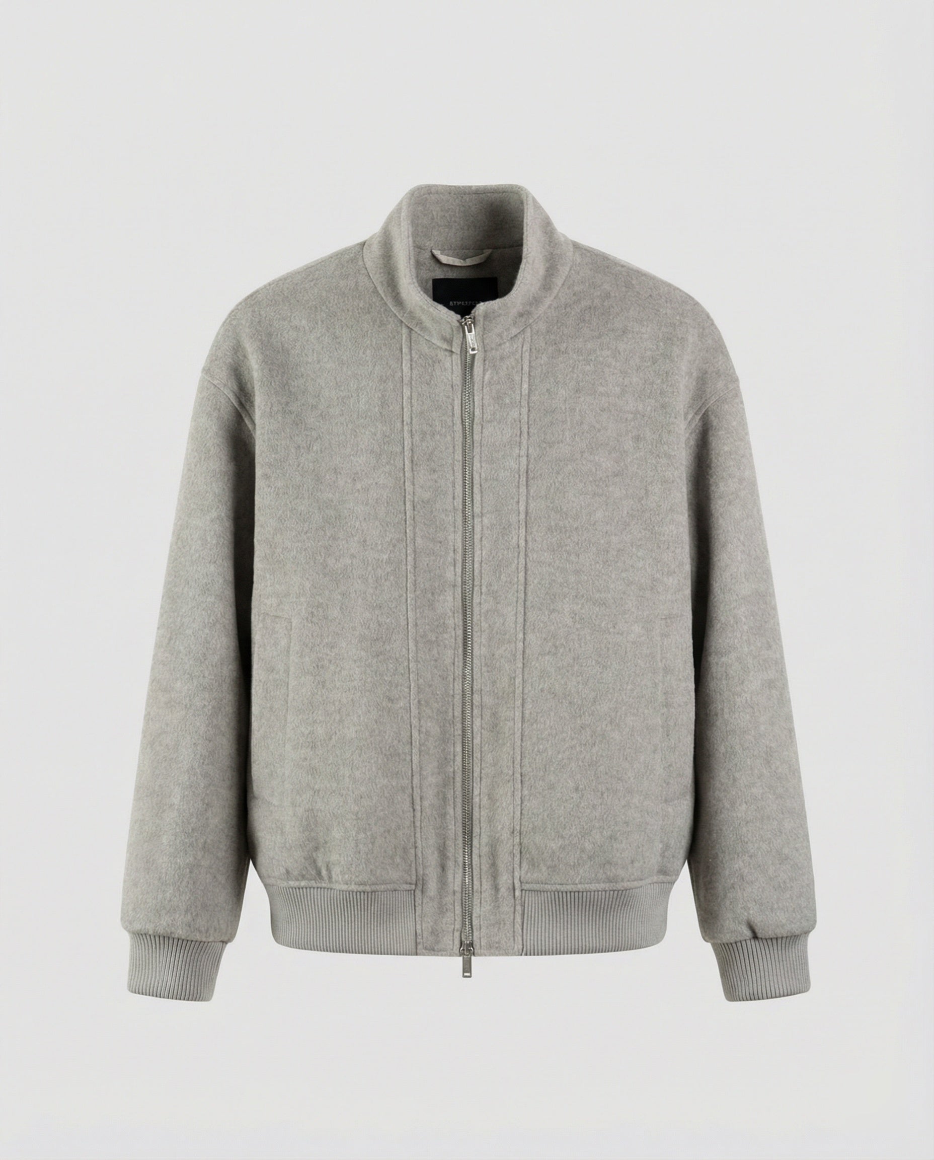 Damen oversized Wollmix-Bomberjacke mit Stehkragen und geripptem Saum R&B