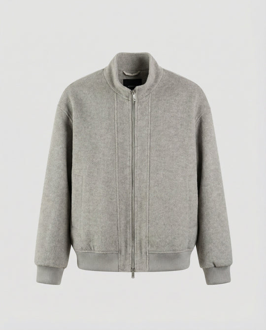 Damen oversized Wollmix-Bomberjacke mit Stehkragen und geripptem Saum R&B