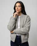 Damen oversized Wollmix-Bomberjacke mit Stehkragen und geripptem Saum R&B