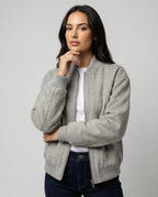 Damen oversized Wollmix-Bomberjacke mit Stehkragen und geripptem Saum R&B