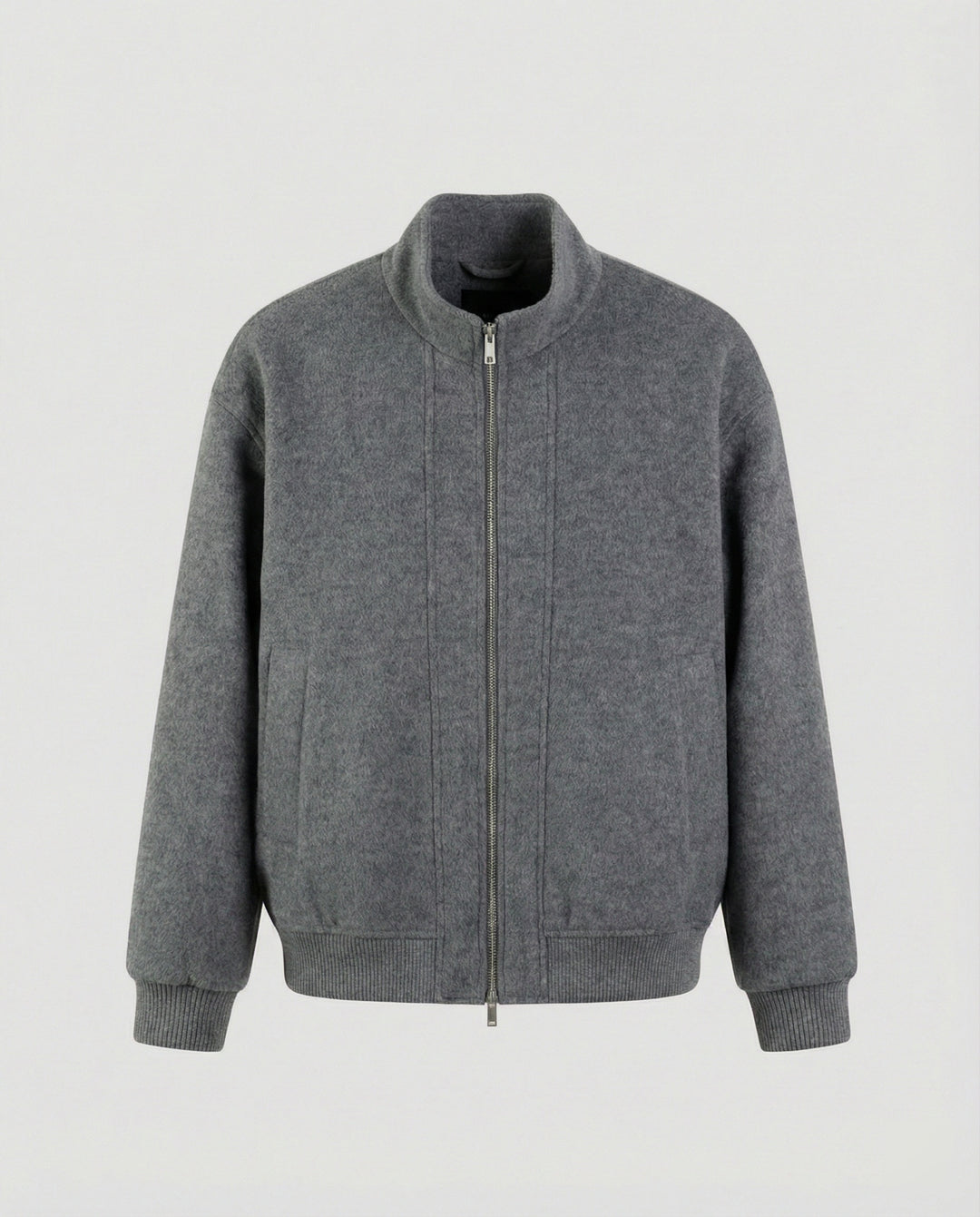 Damen oversized Wollmix-Bomberjacke mit Stehkragen und geripptem Saum R&B
