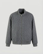Damen oversized Wollmix-Bomberjacke mit Stehkragen und geripptem Saum R&B