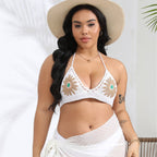 Damen gehäkelter Bikini-Oberteil mit floralen Applikationen R&B