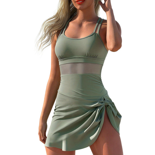 Damen Sportlicher Badeanzug mit modischem Wickelrock R&B