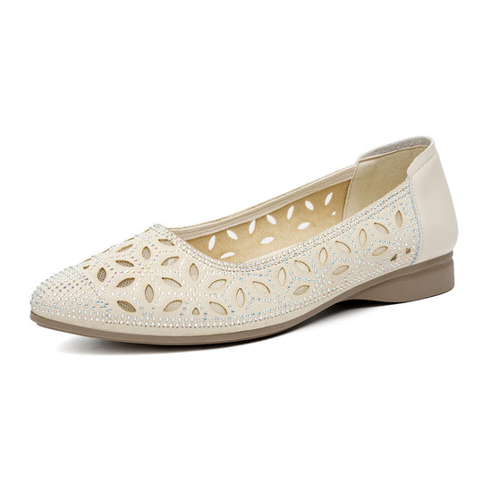 Damen Luftige Ballerinas mit verziertem Lochdesign und gemütlichem Fußbett R&B