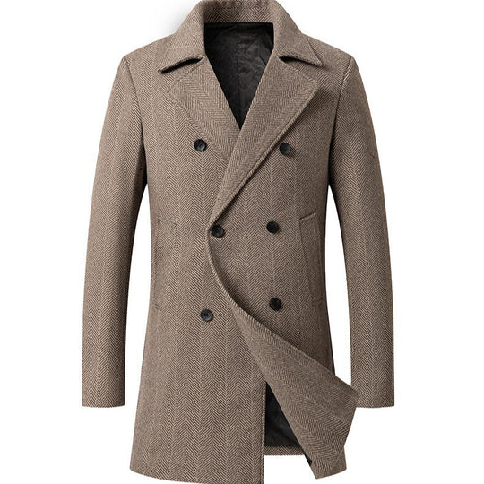 Herren eleganter Doppelreiher-Mantel im minimalistischen Design R&B