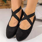 Damen Ballerinas mit elegantem Überkreuzriemen und weichem Innenfutter R&B