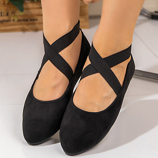 Damen Ballerinas mit elegantem Überkreuzriemen und weichem Innenfutter R&B