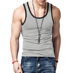 Herren nan eng anliegendes Sport-Top aus elastischem Baumwollmix mit kontrastierter Einfassung R&B