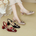 Damen Slingback-Pumps mit modischem Blockabsatz