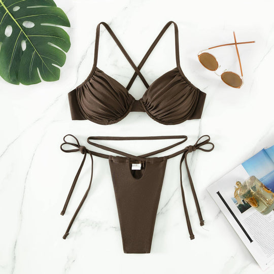 Damen Push-Up Bikini-Set mit gekreuzten Trägern R&B
