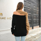 Damen Oversized Strickpullover mit schulterfreiem Design R&B