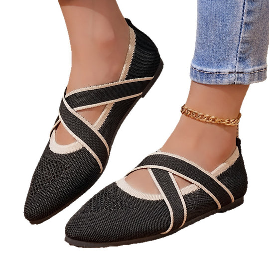 Damen elegante Ballerinas mit kreuzendem Riemen und atmungsaktivem Obermaterial R&B