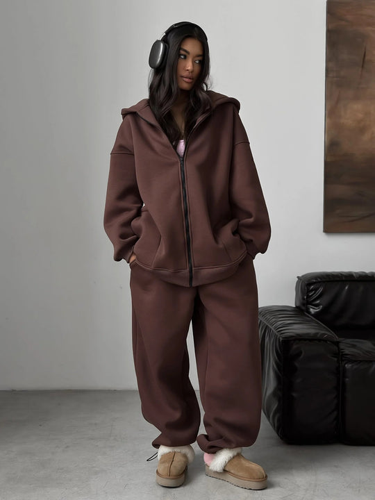 Damen weite Hoodie-Jogginghose-Kombination R&B
