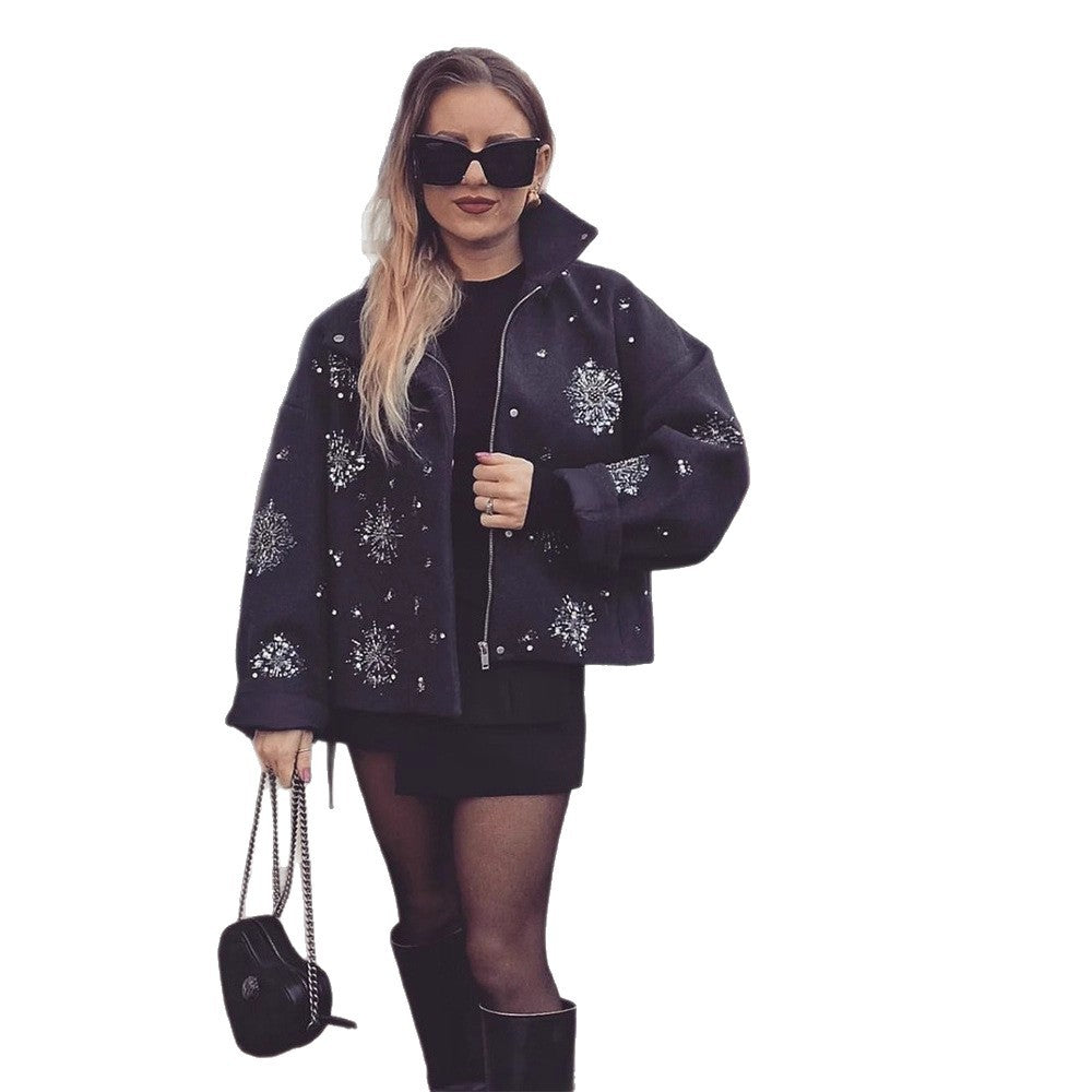 Damen Elegante gestickte Winterjacke R&B