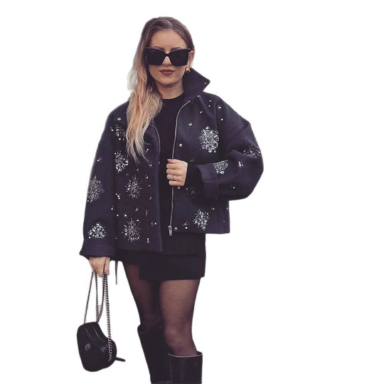 Damen Elegante gestickte Winterjacke R&B