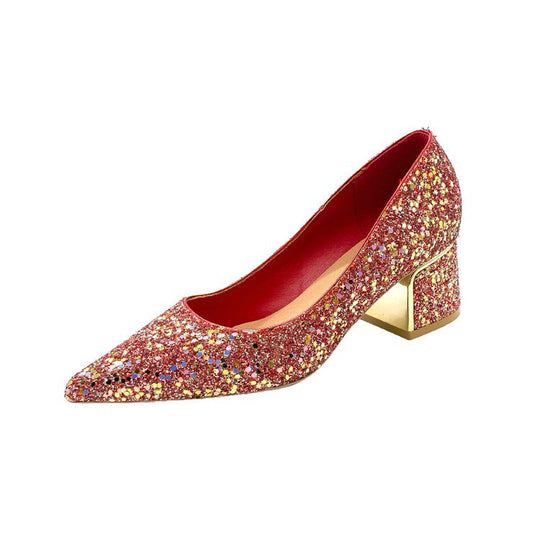 Damen Glitzernde Blockabsatz-Pumps mit funkelndem Design R&B