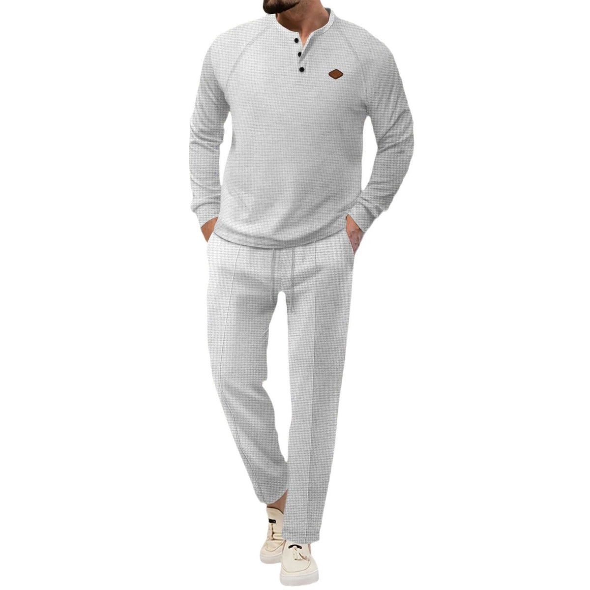Herren hochwertiger Freizeitanzug mit Knopfleiste und eleganten Taschen R&B
