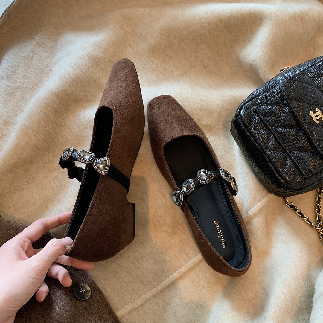 Damen Ballerinas mit modischem Leo-Design und eleganter Schnallenapplikation R&B