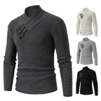 Herren Strickpullover mit asymmetrischem Kragen und dekorativem Zipper R&B