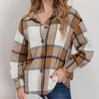 Damen Flanell-Hemdjacke mit Karo-Muster und leichtem Oversized-Schnitt R&B