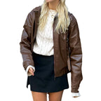 Damen Kunstlederjacke im modernen Oversized-Schnitt mit praktischen Taschen R&B
