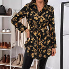 Damen lässige Bluse mit floralem Muster und Taillenknoten R&B
