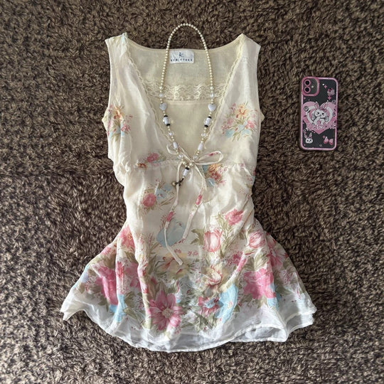 Damen Verspieltes Blumentop R&B