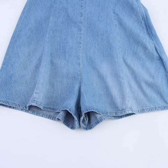 Damen Denim Jumpsuit mit schmalem Schnitt und verstellbaren Trägern R&B