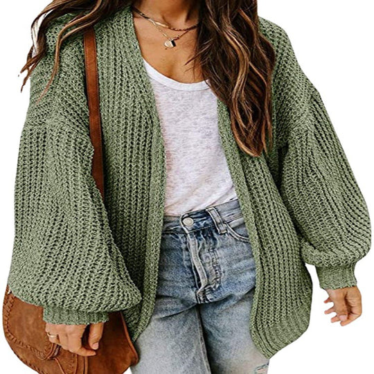 Damen Großer Strickpullover mit voluminösen Ärmeln und lässigem Schnitt R&B