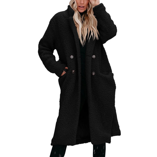 Damen Modischer Teddy-Mantel mit Knöpfen R&B