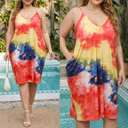 Damen lässiges Strandkleid mit modischem Batik-Muster R&B