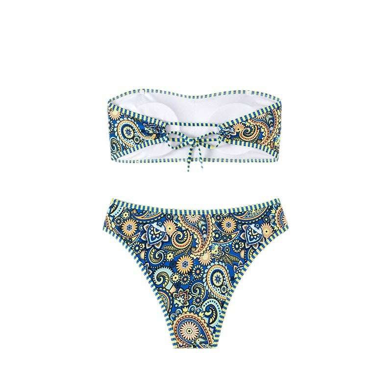 Damen Bandeau-Bikini mit buntem Paisley-Muster R&B