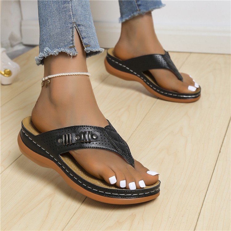 Damen Zehentrenner-Sandalen mit komfortablem Fußbett und modischem Riemendesign R&B