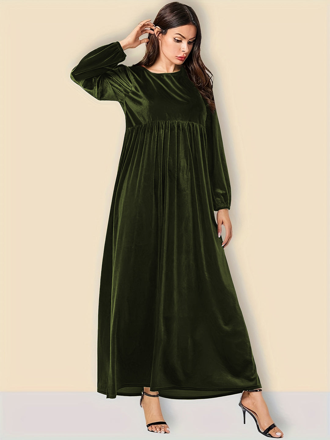 Damen Elegantes Maxikleid aus samtigem Stoff mit weitem Schnitt R&B