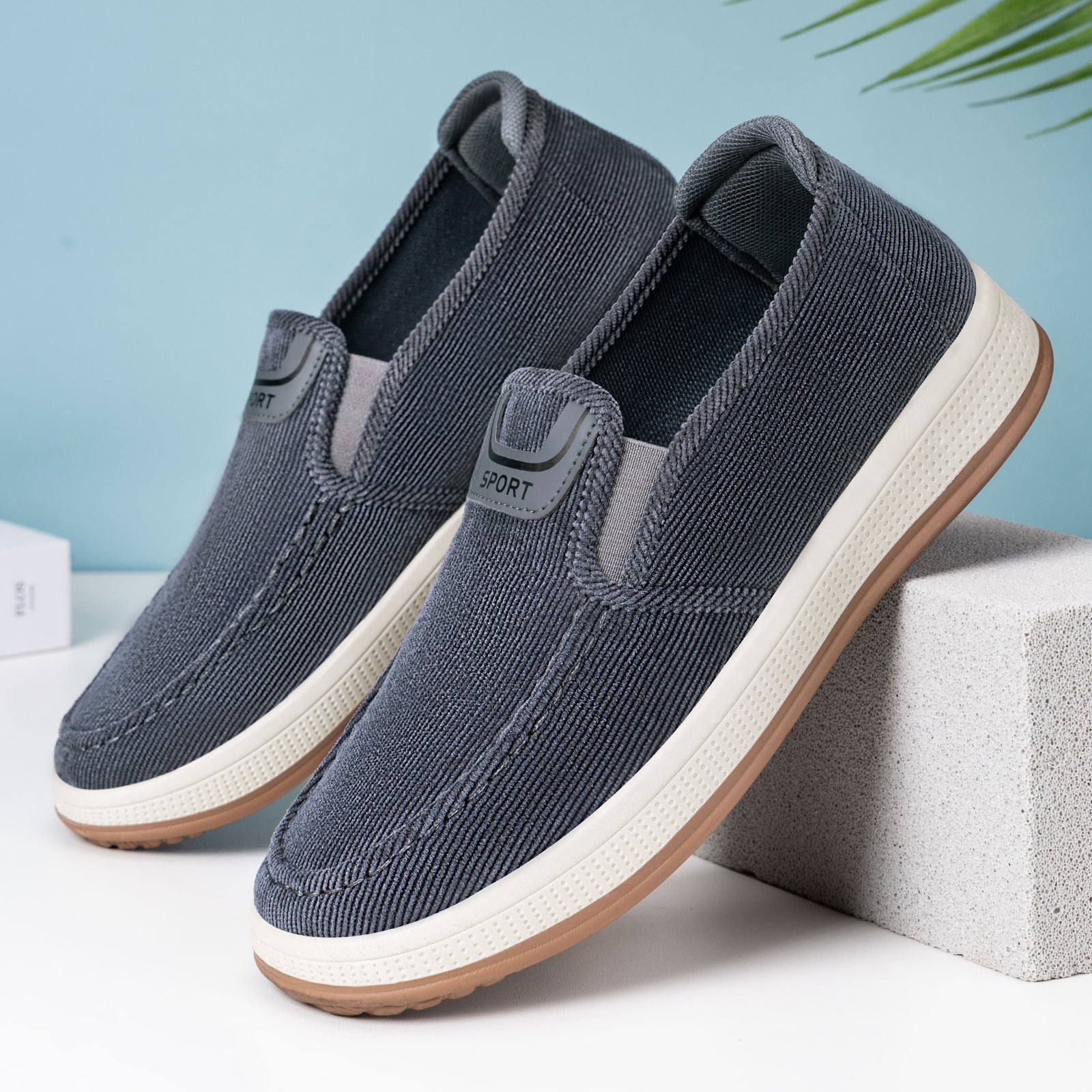 Herren nan Cord-Slipper-Sneaker mit elastischem Einstieg, gepolsterter Innensohle und griffiger Gummilaufsohle R&B