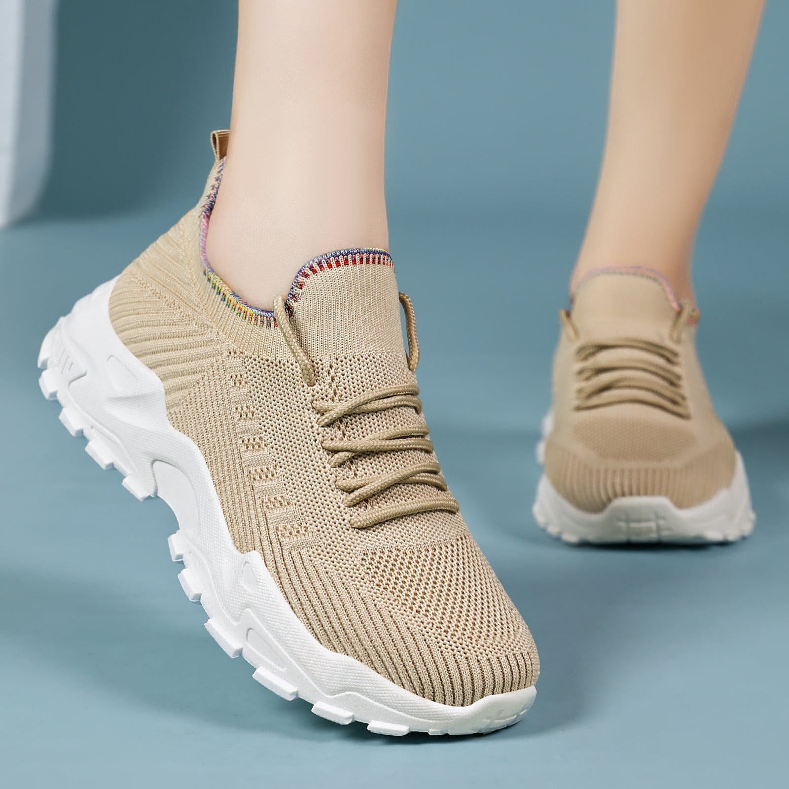 Damen Sportliche Sneaker mit elastischem Strickoberteil und dämpfender Sohle R&B
