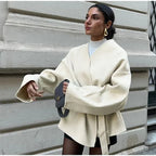 Damen Überwurfjacke mit Gürtel R&B