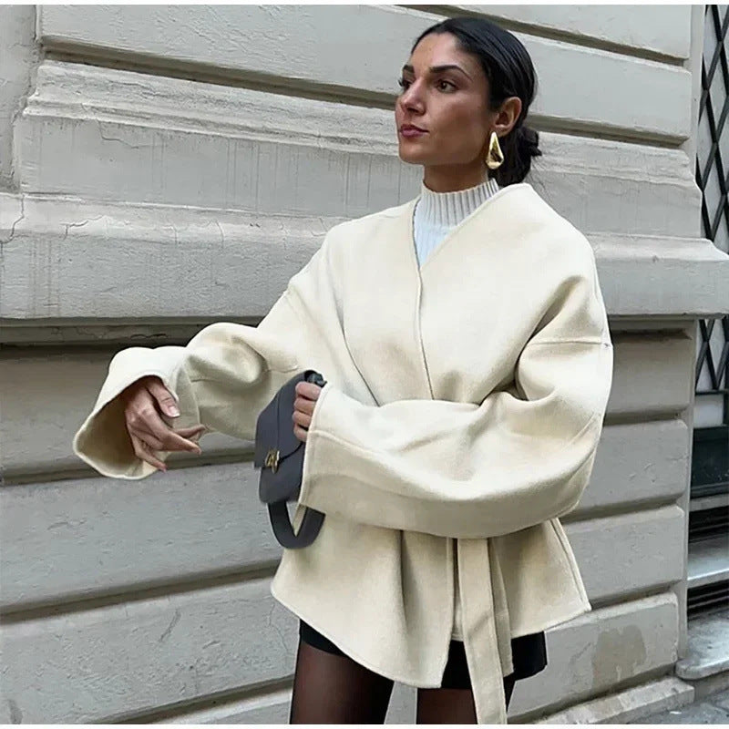 Damen Überwurfjacke mit Gürtel R&B