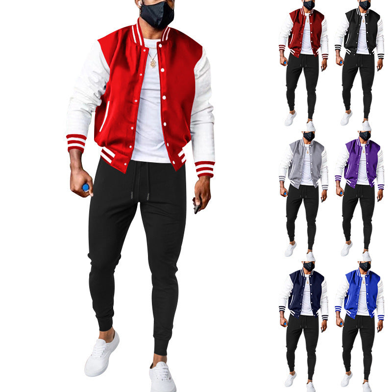 Herren sportliche Collegejacke mit praktischen Taschen und atmungsaktiver Baumwolle R&B