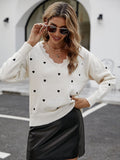 Damen Strickpullover mit herzförmigem Muster und weitem Schnitt R&B
