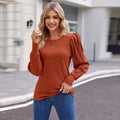 Damen Gemustertes Langarmshirt mit Puffärmeln