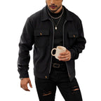 Herren nan CPO-inspiriertes Overshirt-Jacke mit aufgesetzten Brusttaschen und Reißverschluss R&B
